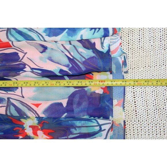 Chicos Tropical Floral Flowy Maxi Skirt Size 1/M  Elastic waist Vibrant Red Blue - Picture 5 of 9